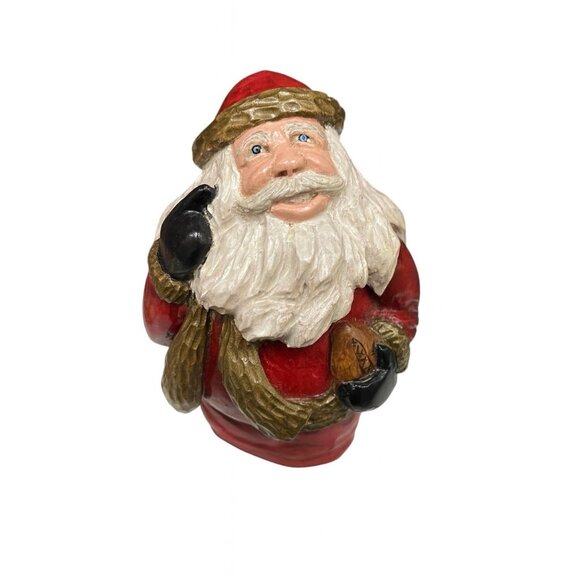 Vintage Hand Carved 4” Wooden Santa Figurine Signed Nitz 2002 Folk Art Christmas - Picture 1 of 6